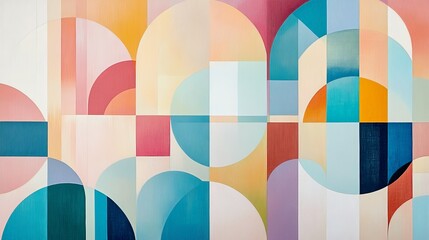 Poster - A vibrant abstract composition featuring geometric shapes in soothing pastel colors. Perfect for design projects and modern decor inspiration.