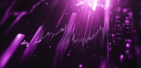 Aufkleber - Abstract visualization of data trends with purple hues and dynamic lines.
