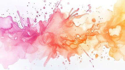 Poster - A vibrant abstract watercolor splash in shades of pink and orange, perfect for creative projects, backgrounds, and artistic designs.