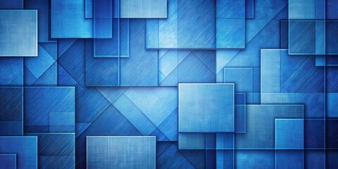 Aufkleber - Abstract Blue Geometric Pattern of Overlapping Squares with Subtle Texture