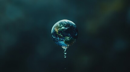 Poster - A blue planet with a drop of water on it