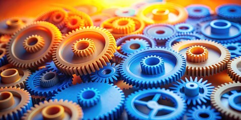 Aufkleber - A close-up view of interlocking gears, showcasing the intricate design and seamless operation of a complex mechanical system.