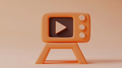 Poster - A stylized orange television with a play button, symbolizing media and entertainment.