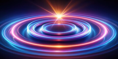 Aufkleber - Abstract Neon Lights with Circular Glowing Patterns and a Central Bright Spot