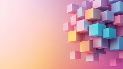Poster - A vibrant composition of colorful 3D cubes on a soft gradient background, creating a modern and abstract visual ideal for digital design projects.