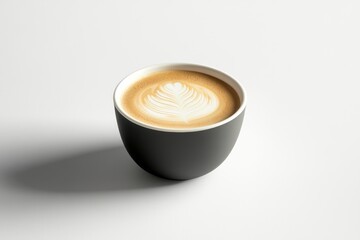 Poster - A beautifully crafted latte with a leaf design in a modern cup.