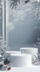 Wall Mural - 3d podium display, christmas background for product presentation or text.