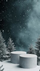 Wall Mural - 3d podium display, christmas background for product presentation or text.
