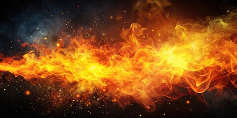 Poster - Fiery abstract background with dynamic fiery smoke and sparks swirling in a chaotic dance of heat and energy