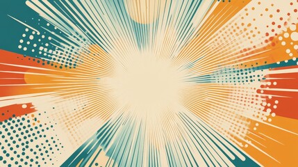 Poster - A vibrant graphic explosion of colors and patterns, featuring dynamic lines and shapes radiating from a central point, perfect for artistic backgrounds.