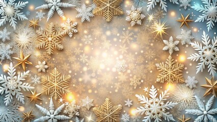 Aufkleber - A Festive Winter Wonderland with Sparkling Snowflakes and Glowing Stars, a Whimsical and Joyful Holiday Scene