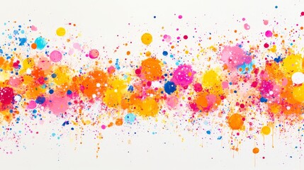 Poster - A vibrant splash of colors creates a dynamic background, showcasing a harmonious blend of pink, orange, blue, and yellow paint droplets.