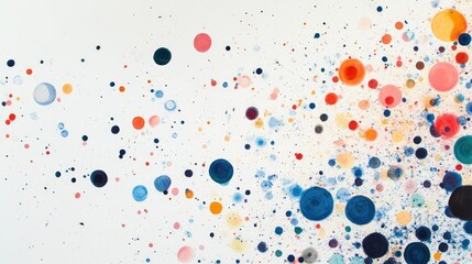 Poster - A series of large and small colorful abstract dots scattered across a blank canvas, evoking a sense of playful randomness and creativity.