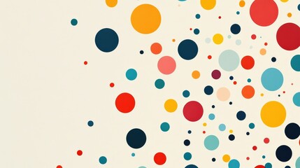 Poster - A series of large and small colorful abstract dots scattered across a blank canvas, evoking a sense of playful randomness and creativity.