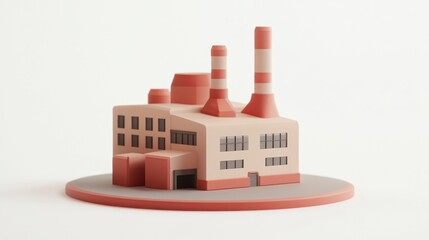 Aufkleber - A stylized factory model with smokestacks, representing industrial architecture.