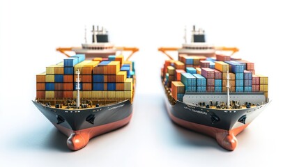 Poster - Two cargo ships loaded with colorful containers, showcasing maritime transport and trade.