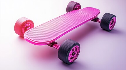 Poster - A vibrant pink skateboard designed for leisure and transportation.