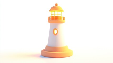 Poster - A stylized lighthouse with a warm glow, symbolizing guidance and safety at sea.