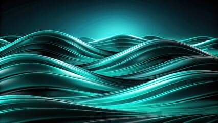 Poster - Abstract Swirling Teal Waves with a Glowing Center, Creating a Dynamic and Fluid Visual Experience