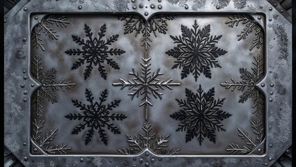 Wall Mural - Metal Snowflake Panel Industrial Winter Decor Art