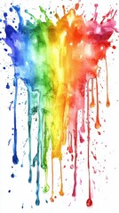 Poster - Vibrant watercolor splash blending hues of blue, green, yellow, and red, creating an energetic and colorful abstract effect.