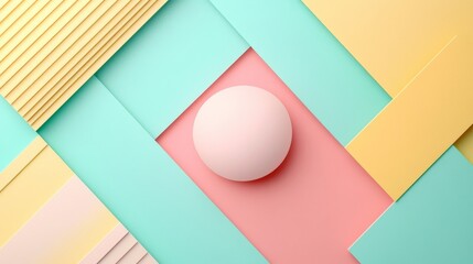 Poster - An artistic arrangement of colorful paper layers featuring a central white sphere. This vibrant composition invites creativity and visual intrigue.