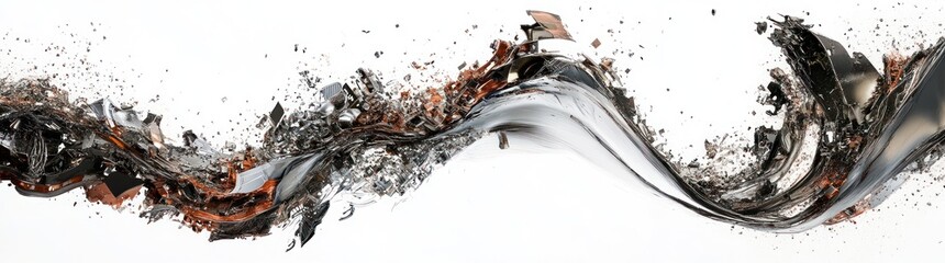 Aufkleber - An abstract representation of flowing metallic shapes and textures.