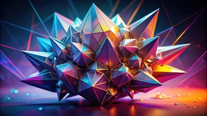Leinwandbilder - A mesmerizing abstract composition of iridescent, geometric shapes in vibrant colors, rendered in a digital medium.