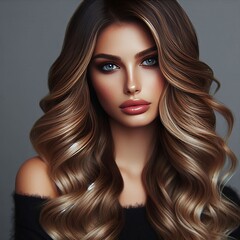 Poster - Long Wavy Side Part with Heavy Layers and Blunt Bangs Color Bala
