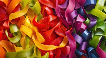 Poster - A vibrant array of colorful ribbons arranged in a swirling pattern.