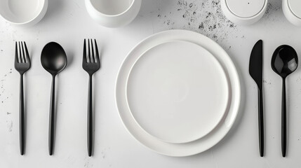 White minimalist tableware set