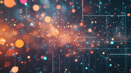 Poster - Vibrant digital abstract art featuring colorful particles and light trails illustrating the beauty of modern technology and data visualization.