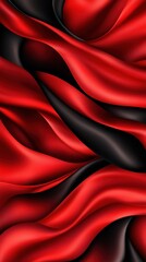 Poster - Vibrant waves of red and black silk fabric create a luxurious and elegant backdrop.
