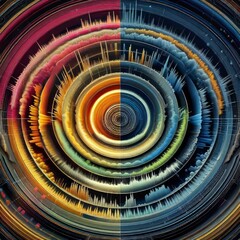Poster - The Echo Chamber Circular patterns representing sound waves with