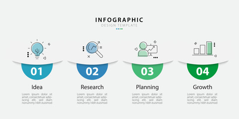 Leinwandbilder - Timeline infographic template. 4 Step timeline journey, calendar Flat simple infographics design template. presentation graph. Business concept with 4 options, vector illustration.