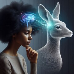 Poster - The person imagines their thought as an animal As they focus the
