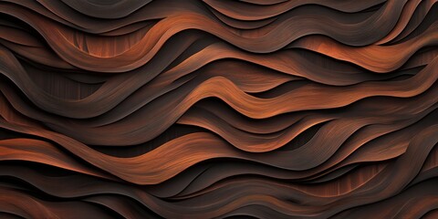Poster - A textured, wavy wood design featuring rich browns and dark tones, creating a visually captivating surface.