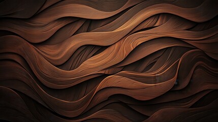 Poster - A textured, wavy pattern resembling wood, featuring rich brown tones and intricate lines, creating a natural and organic aesthetic.