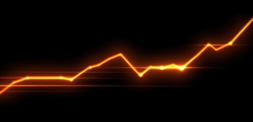 Leinwandbilder - A glowing line graph depicting an upward trend against a dark background.