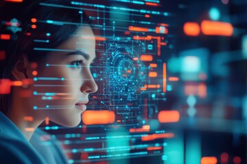 Poster - ai chat interface interacting with user seamless communication copy space tech workspace dynamic mul