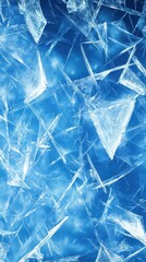 Poster - A mesmerizing close-up of crystalline ice shards on a bright blue background, showcasing intricate patterns and textures.