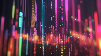 Poster - Abstract Colorful Digital Interface Display with Vibrant Lines and Patterns for Creative Software Designs and Technology Backgrounds