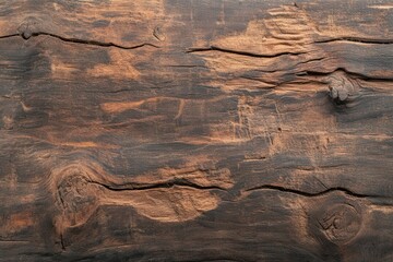 Poster - A close-up view of textured wood with visible grain patterns and imperfections, showcasing natural aging and rustic appeal.