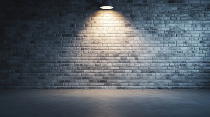 Poster - A modern, illuminated brick wall showcasing urban design and interior decor.