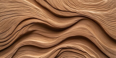 Poster - A close-up of smooth, undulating layers of natural wood, showcasing rich textures and warm, earthy tones that evoke a sense of organic beauty.