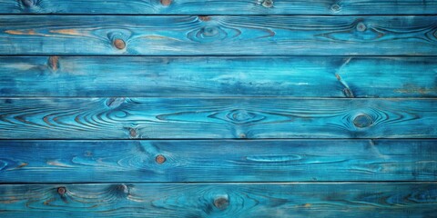 Aufkleber - Blue Wooden Planks with Distressed Texture, Showing the Natural Grain and Knots of the Wood