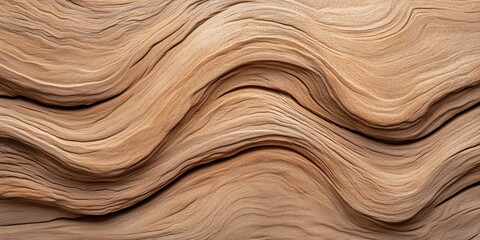 Poster - A textured close-up of layered wood, showcasing flowing lines and natural patterns in warm, earthy tones.
