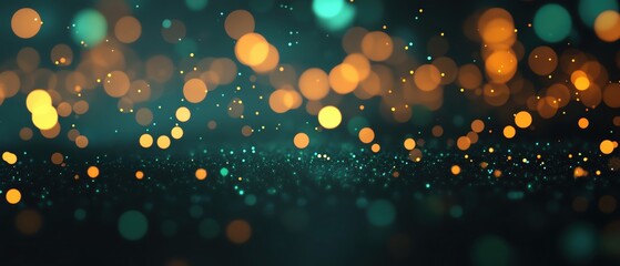 Poster - Abstract pattern of glowing bokeh lights in vibrant colors creating a festive atmosphere.