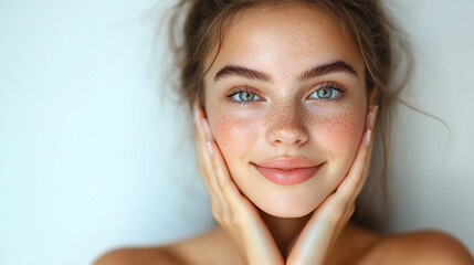 beautiful and serene woman enjoying a facial massage, her relaxed expression reflecting the rejuvena