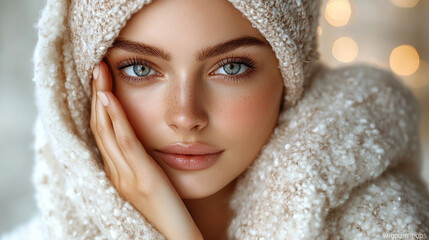 beautiful and serene woman enjoying a facial massage, her relaxed expression reflecting the rejuvena